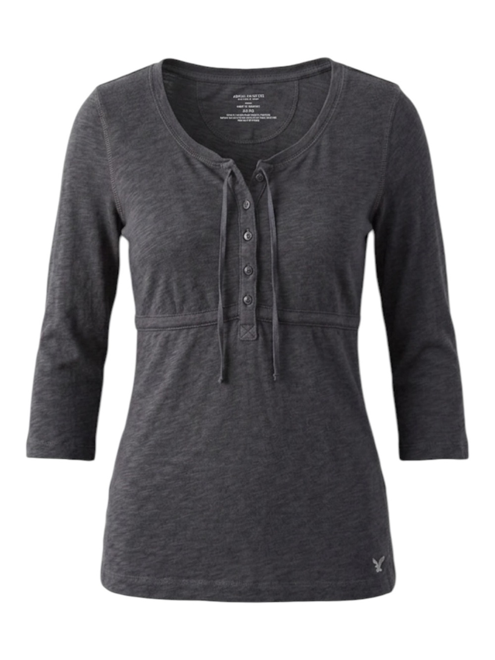 Y2K American Eagle Charcoal Babydoll Crop Sleeve Henley Size Medium